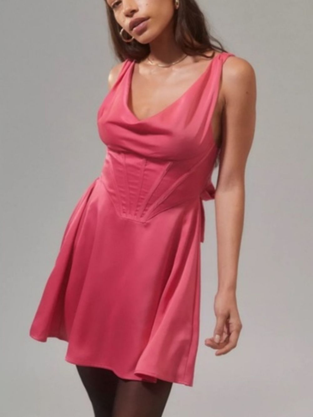 Urban Outfitters Rose Pink Helena Satin Cowl Corset Mini Dress Nwt Size Xs